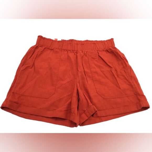Briggs New York High Waist Linen Blend Rust Shorts - Picture 1 of 4